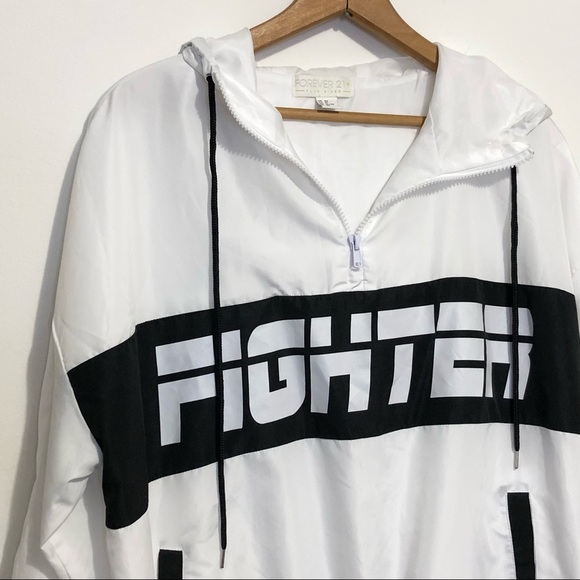 ➕ Forever 21 Plus Fighter Breast Cancer Awareness Windbreaker Hooded Pul… - Picture 4 of 12